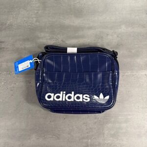 Adidas Airliner Tote Women OS Navy Blue Croc Embossed Crossbody Bag KM3699 RARE